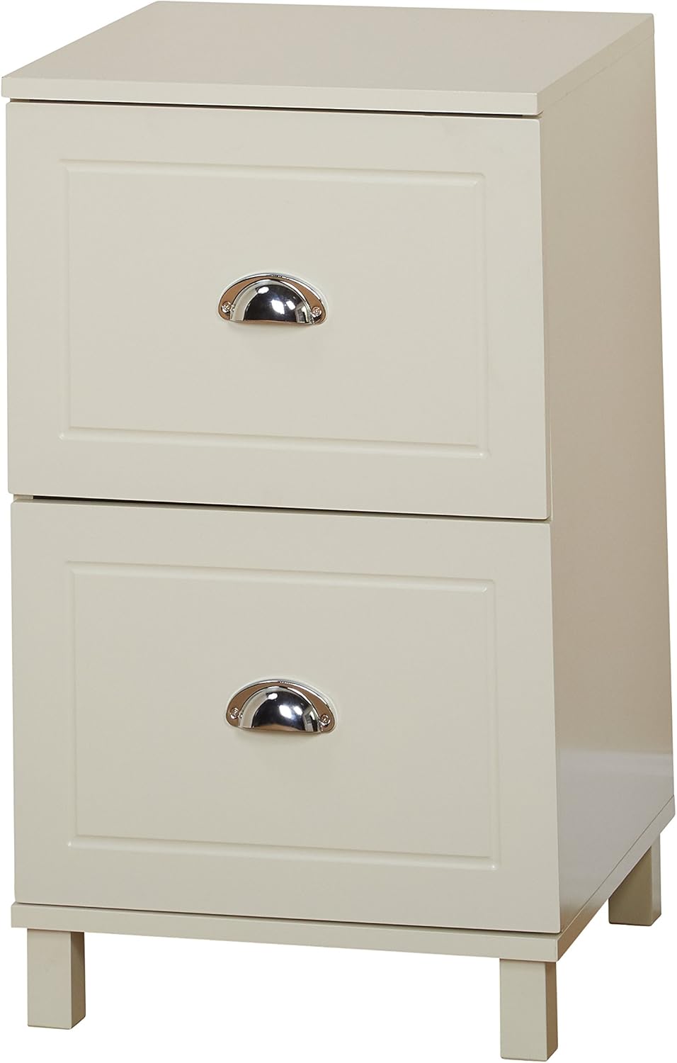 White 2 Drawer Filing Cabinet with Metal Handles W835