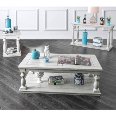 Rustic Coffee Table in Antique White K45947