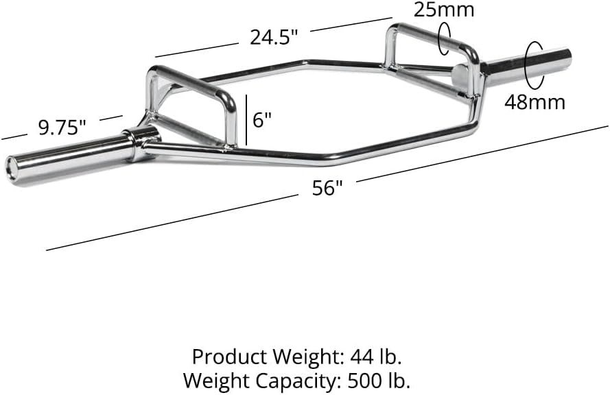 Olympic 2in Hex Trap Bar, Rated 500 LB, Knurled Grips Y12108