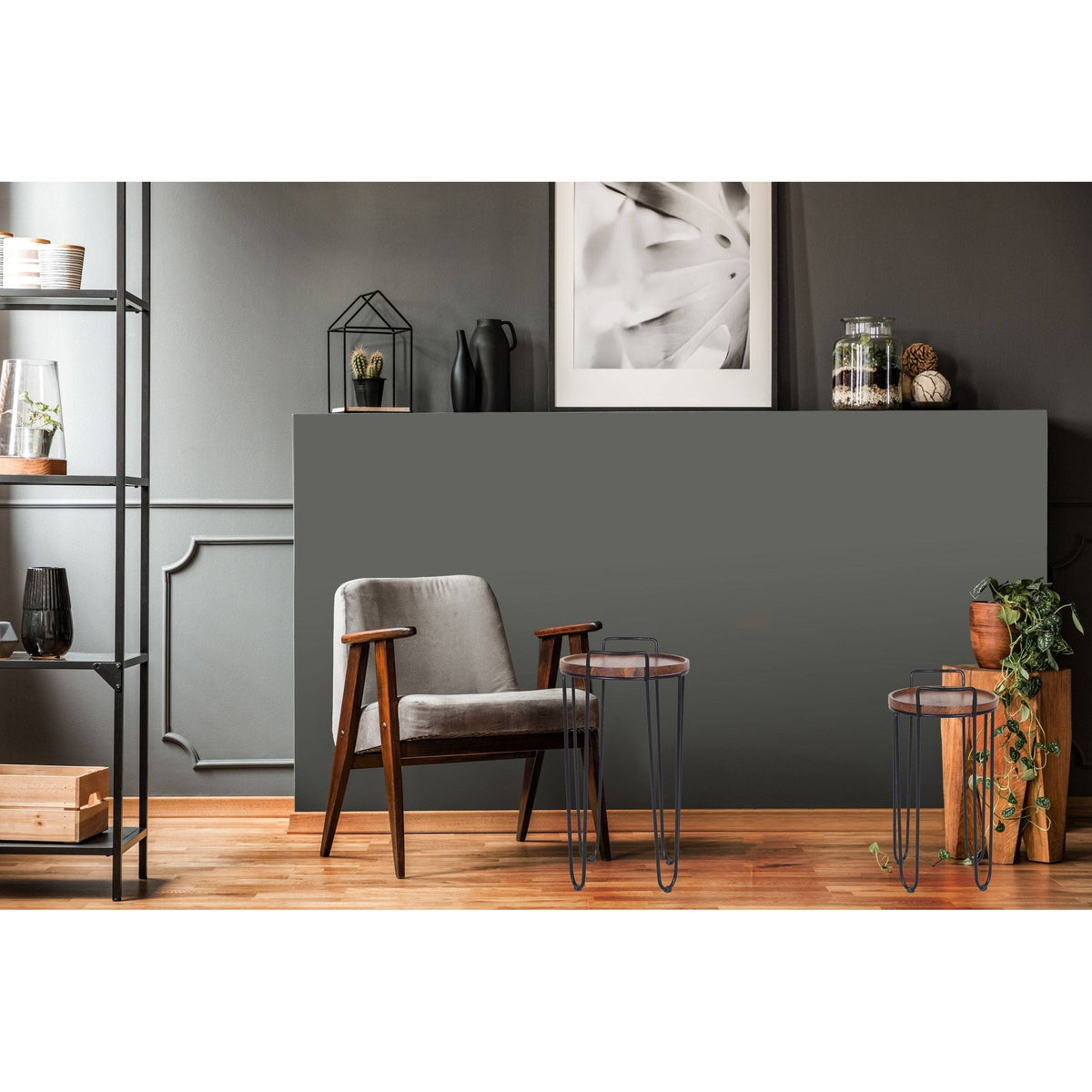Iron & Acacia Nesting Tray Tables with Handles Set of 2 R8185