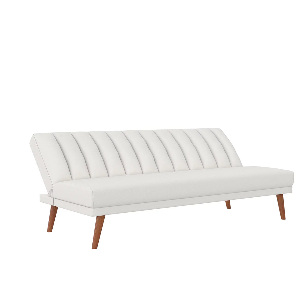 White Faux Leather Armless Futon Sofa Lounger T810531