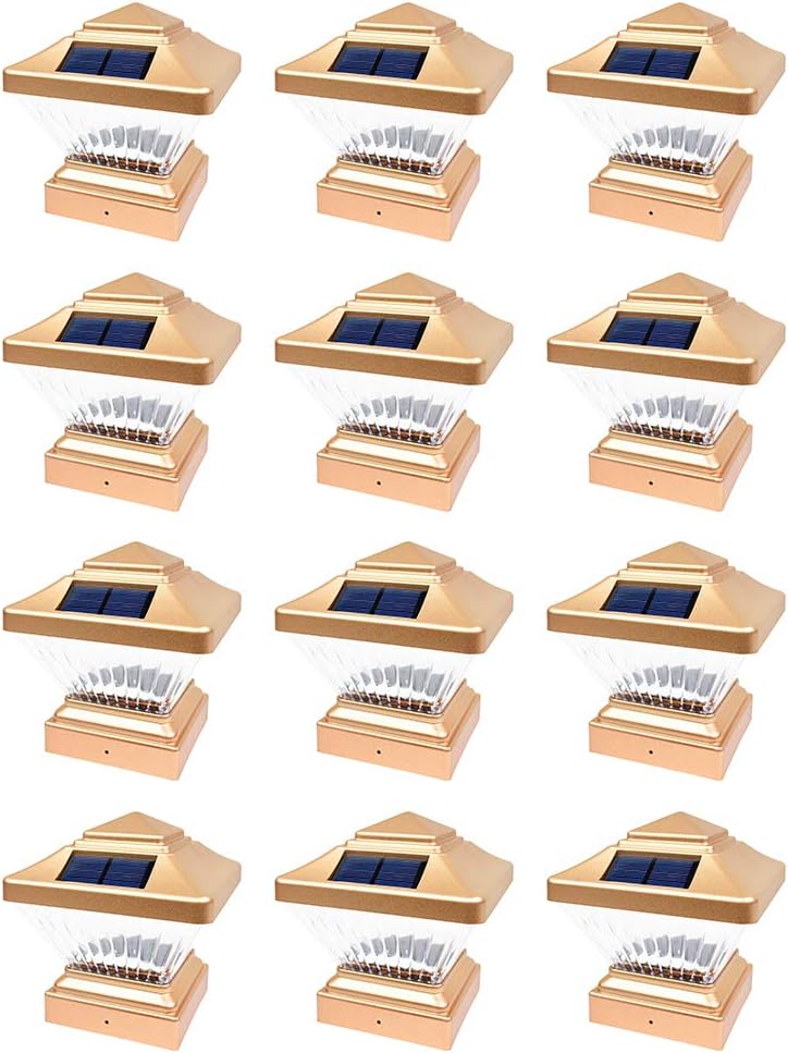12 Pack White Solar LED Post Cap Light O2342