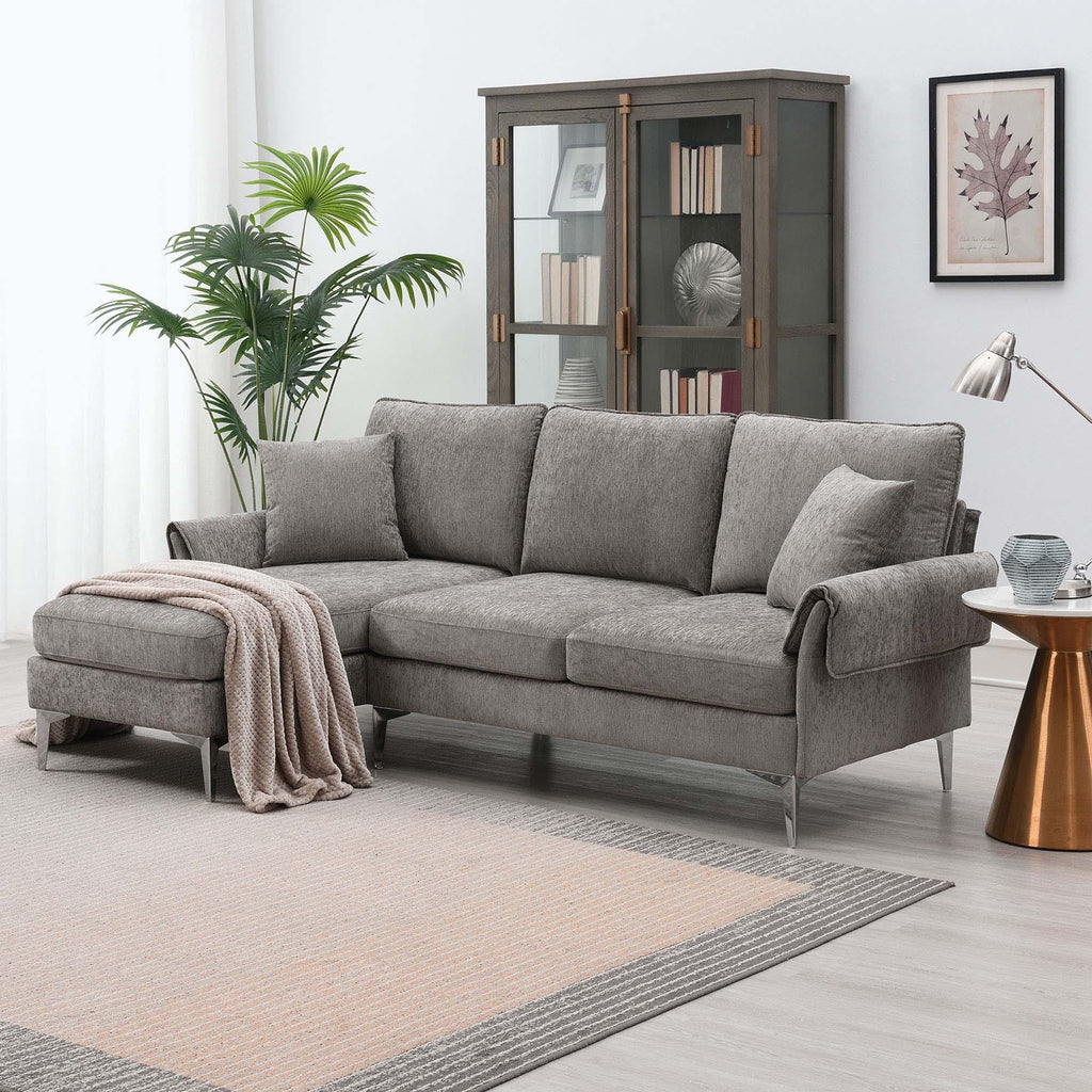 Modern Convertible Sectional Sofa with Reversible Chaise Lounge Espresso T25150