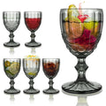 Set of 6 8 Ounce Gray Serpentine Pattern Wine Glasses S388655