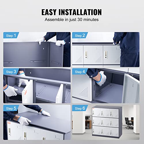 Gray Steel 9 Door Metal Locker with Card Slot S270115