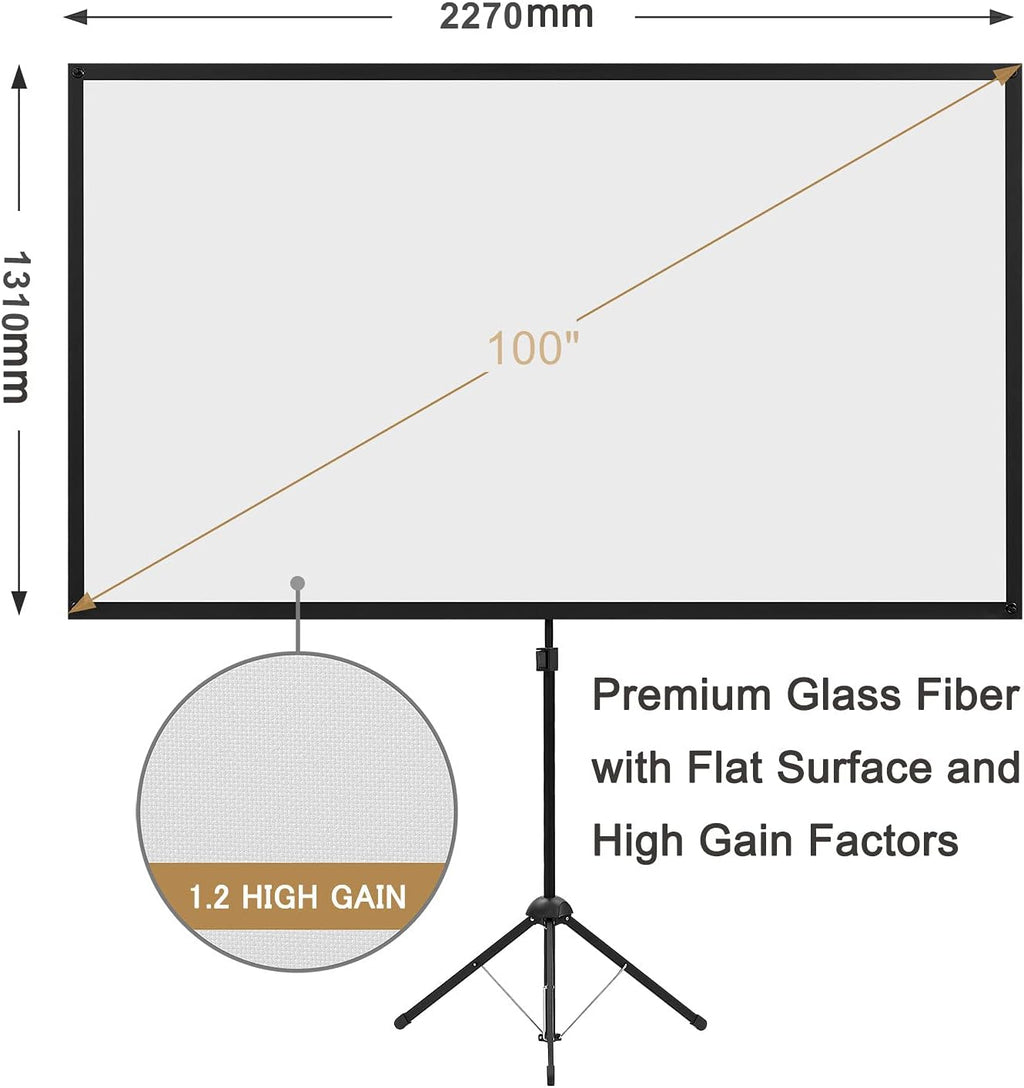 80 Inch 16:9 Portable Projector Screen with Stand X248395