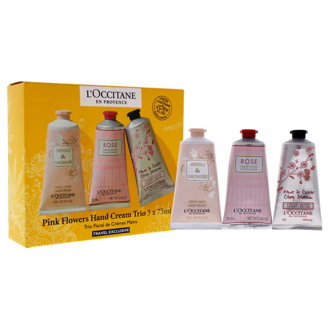 Pink Flowers Hand Cream Trio, 3 x 2.6 oz Neroli, Orchidee, Rose, Cherry Blossom Hand Cream E9151