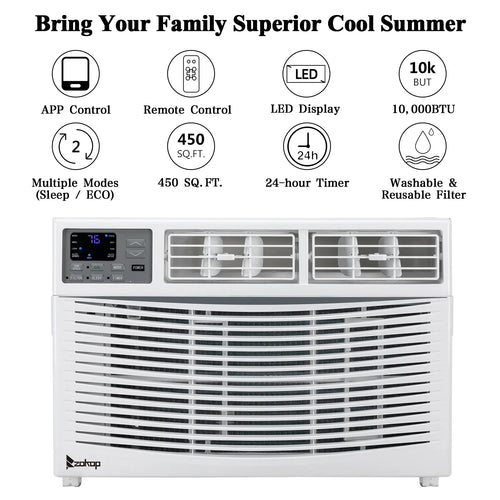 10,000 BTU 115V Window-Mounted Compact Air Conditioner with Remote Control, White H848998