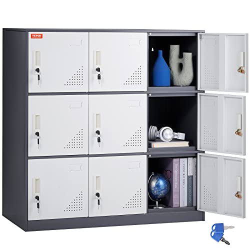 Gray Steel 9 Door Metal Locker with Card Slot S270115