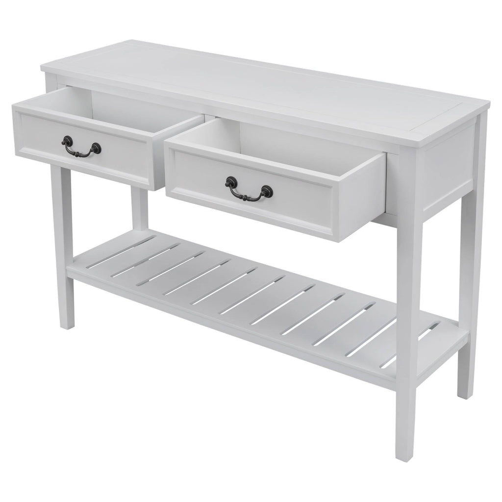 White Console Table with 2 Drawers and 1 Shelf H225