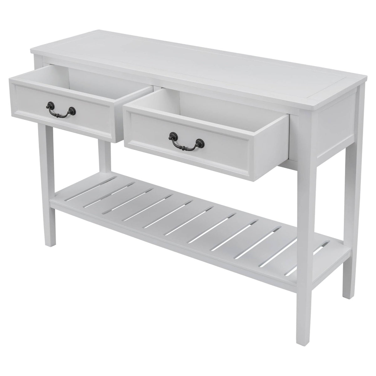 White Console Table with 2 Drawers and 1 Shelf H225