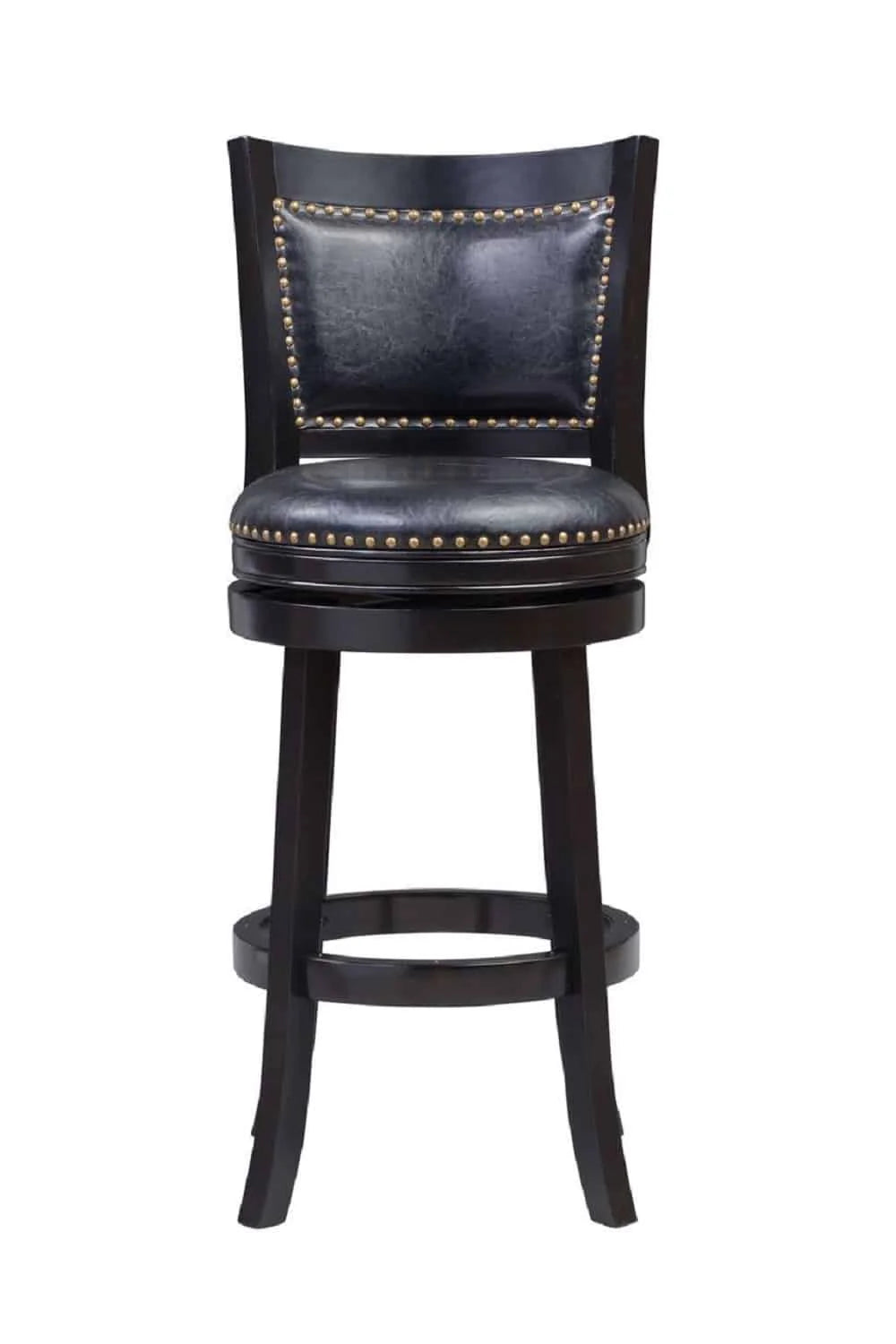 29in. High Back Swivel Wood Bar Stool, Black A657466