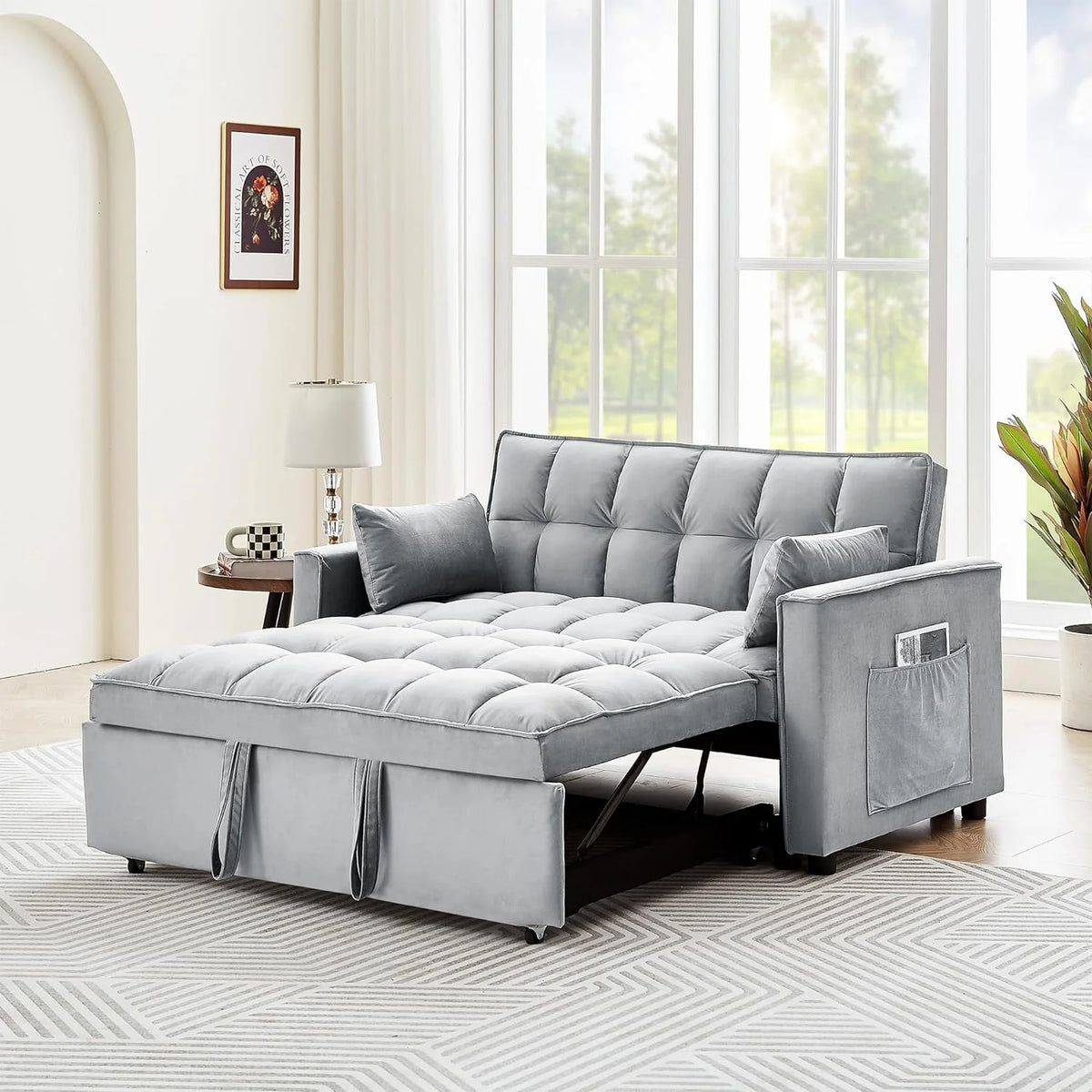 Velvet Convertible Sleeper Sofa Bed T442