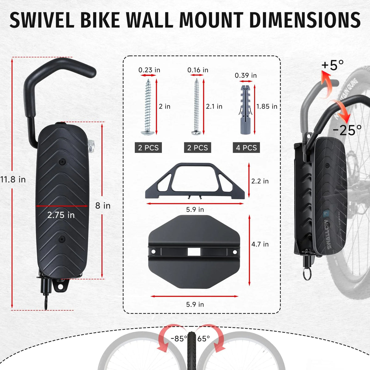 Rotating Bike Hanger Wall Mount Bike Rack, 66 lbs Capacity M71140