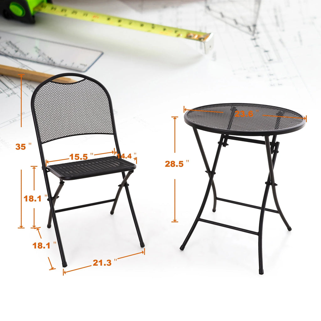 3 Pieces Metal Folding Bistro Set K552819