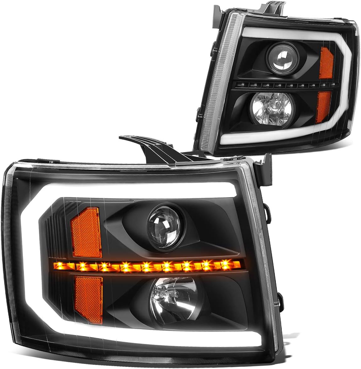 Smoke Lens LED Projector Headlights Assembly for Chevy Silverado O9902