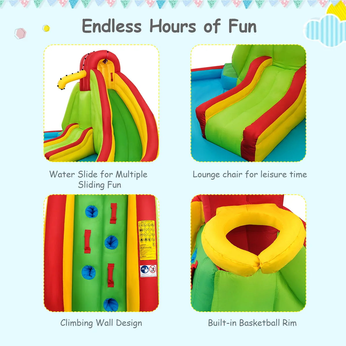 Inflatable Kids Water Slide Park with Splash Pool C26335