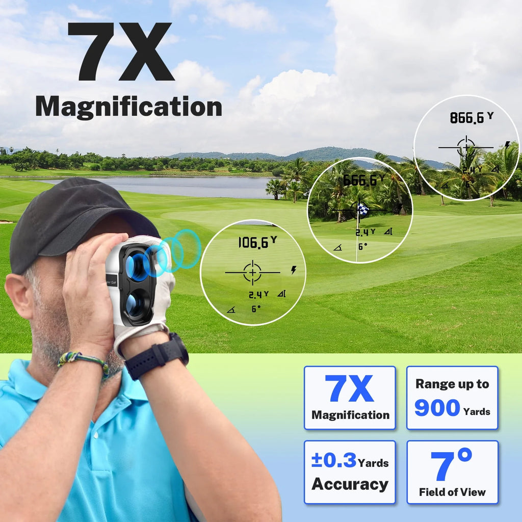 Laser Golf Rangefinder 900 Yards 7X Magnification with Slope Switch N4543