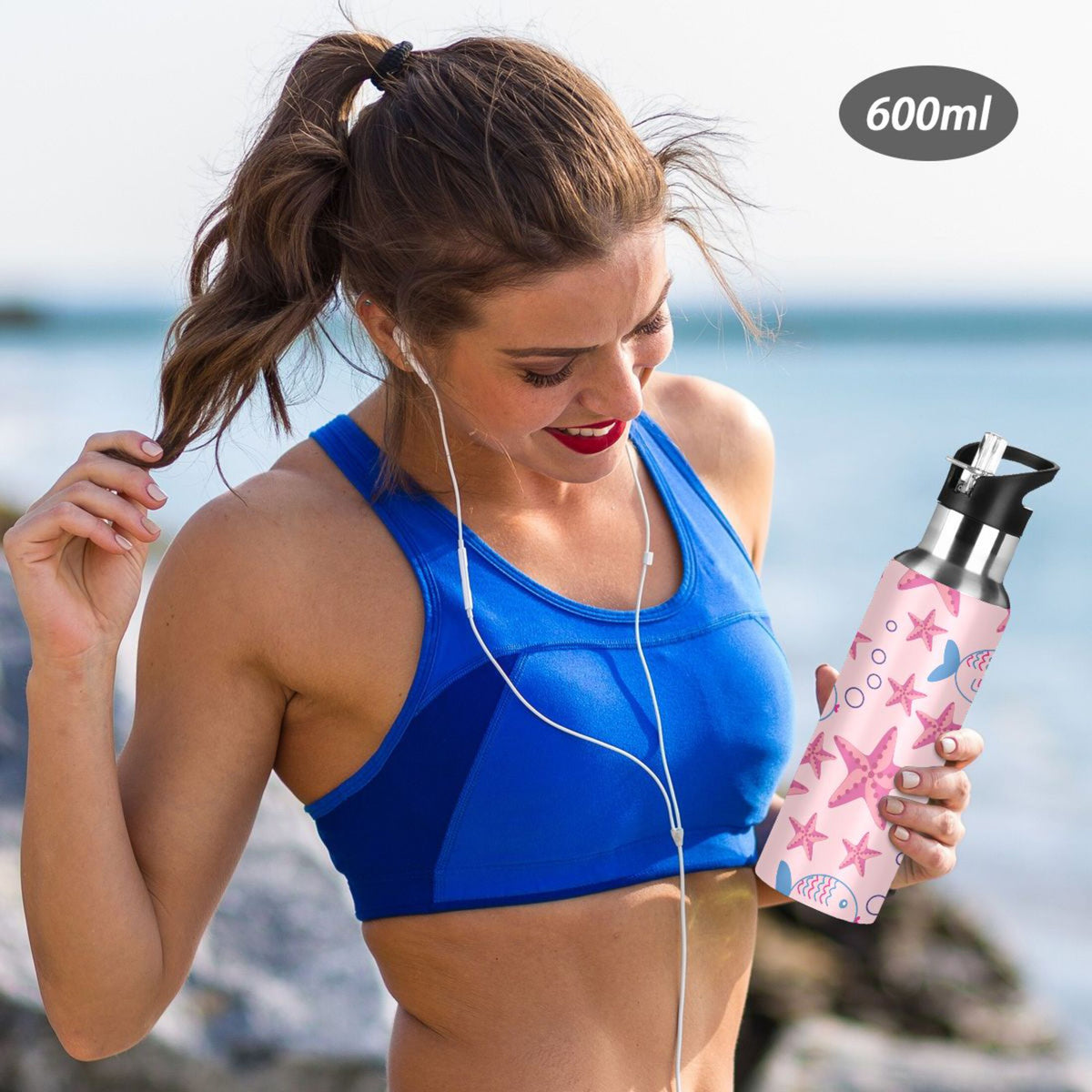 Stainless Steel Insulated Thermos Vacuum Flask Water Bottle with Straw Lid Q7789