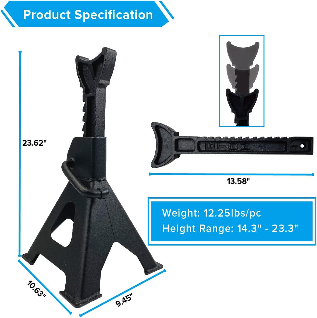 6 Ton Steel Jack Stands 1 Pair Black S513636