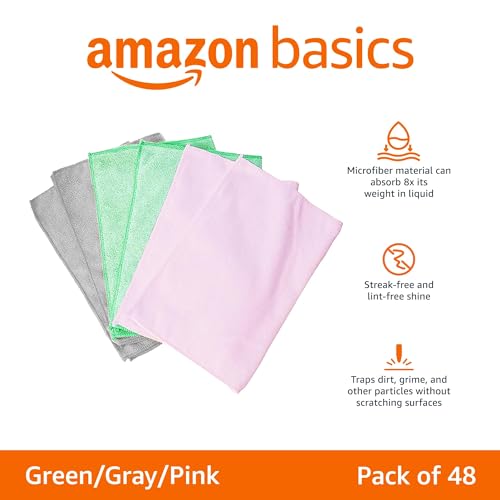 Microfiber Cleaning Cloths, Pack of 24, Blue/White/Yellow B5169