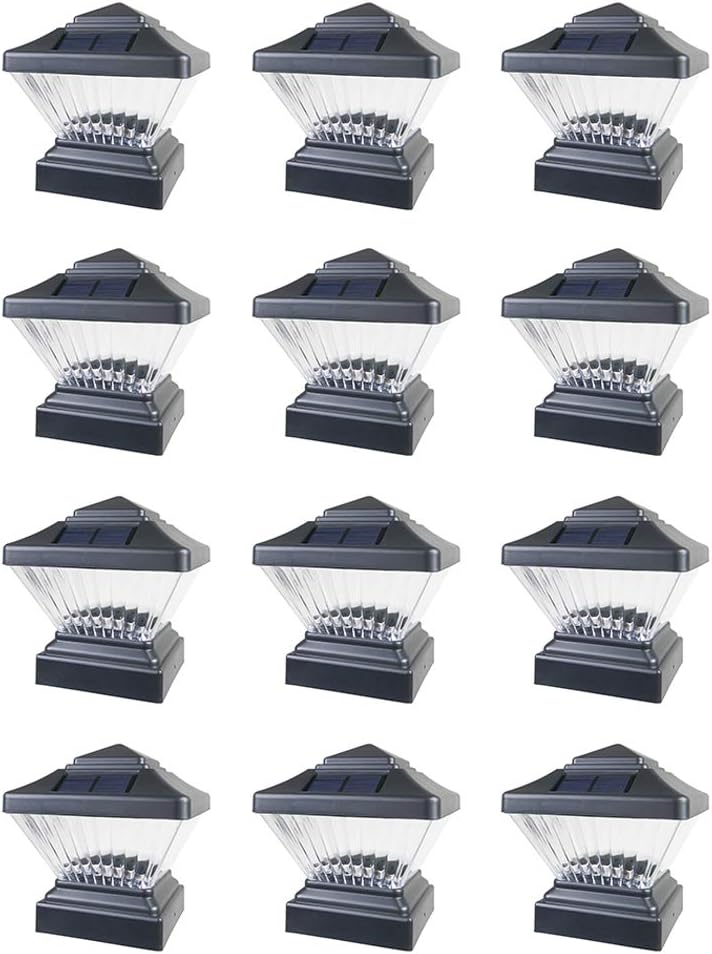 12 Pack White Solar LED Post Cap Light O2342