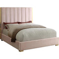 Metal and Velvet King Bed in Pink U9975