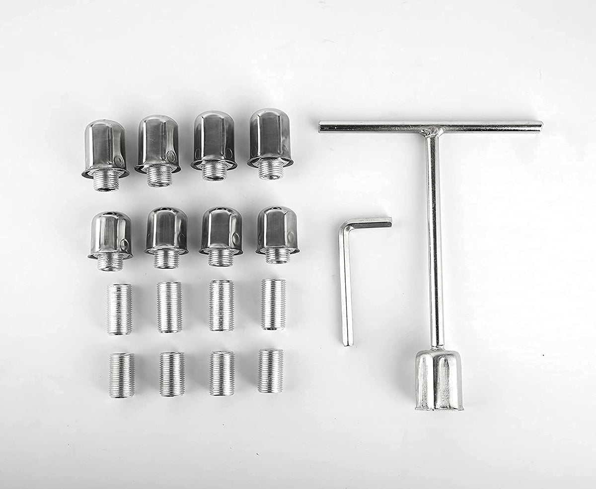 4pcs 19.5 Dually Steel Wheel Simulators Hub Covers 10 Lug Bolt on 304L Stainless Steel Polished Hub Cap Skins Liners F110161