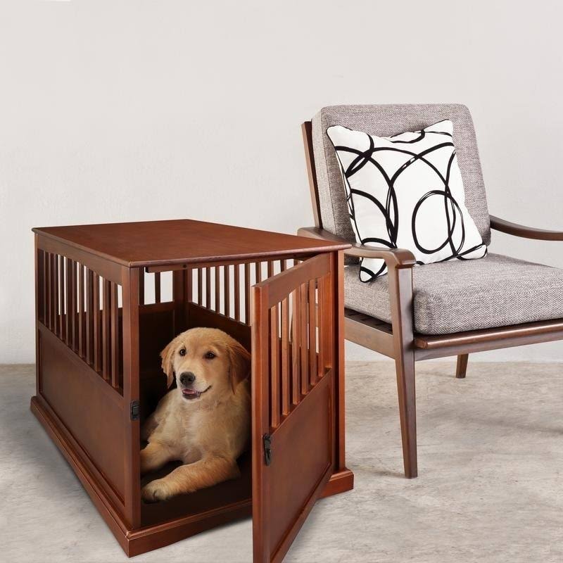 Walnut Pet Crate End Table J267434