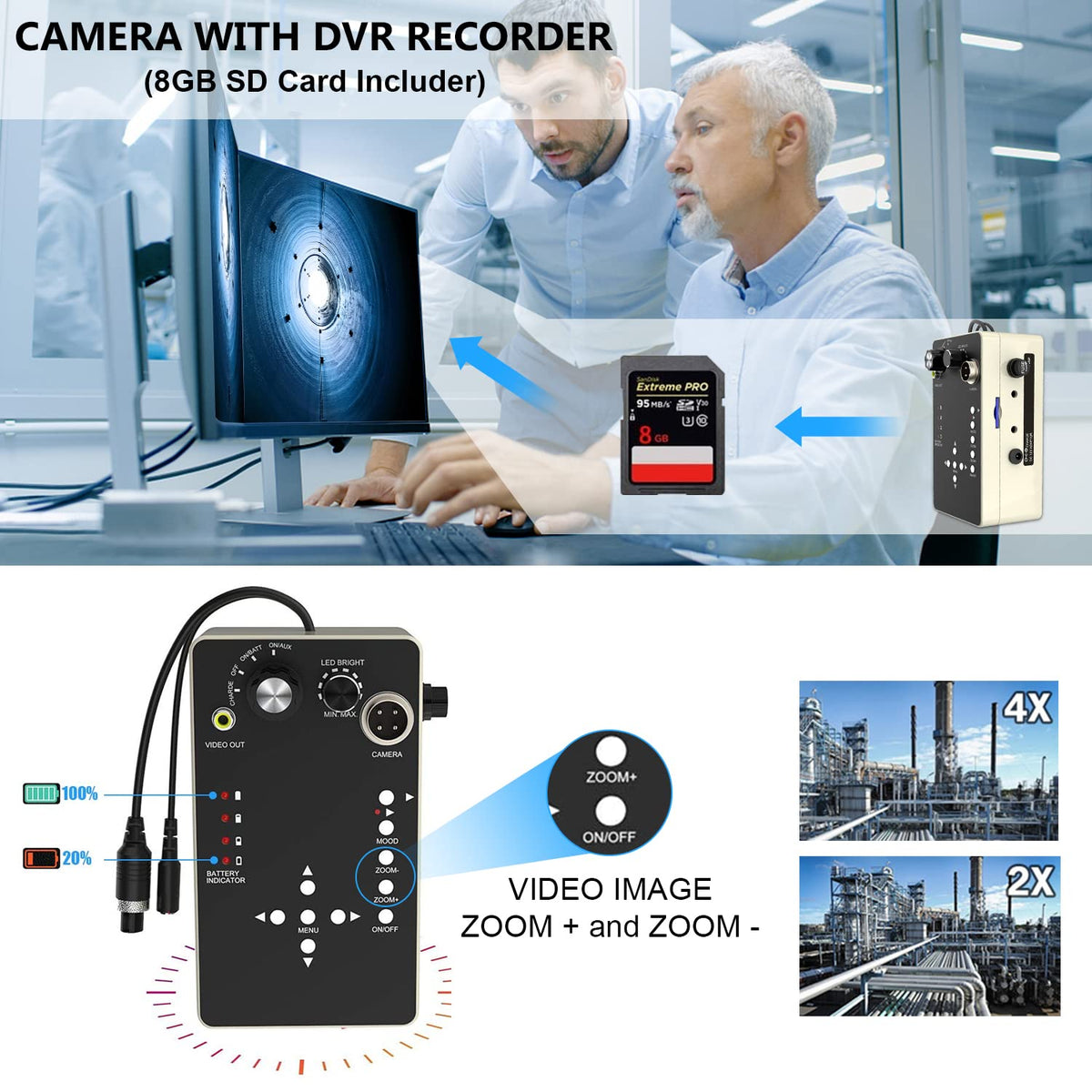 Sewer Camera with Locator, 165ft Inspection Camera with 512Hz Sonde Transmitter and Receiver, DVR and 7 LCD Monitor IP68 Waterproof Pipe Inspection Camera M50248