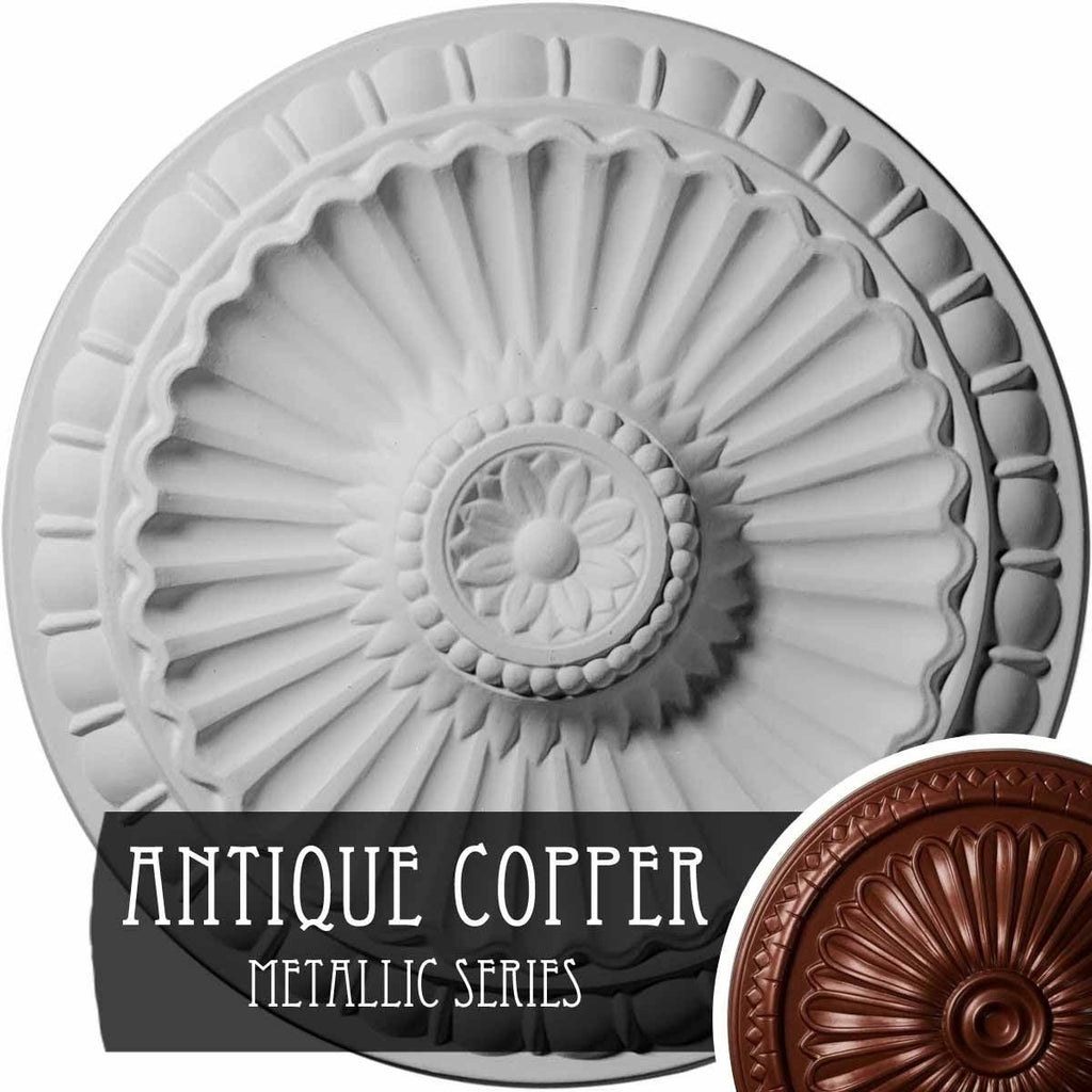 11 1/4x22OD x 1 1/8x22P Hand-Painted Steel Gray Ceiling Medallion S211113