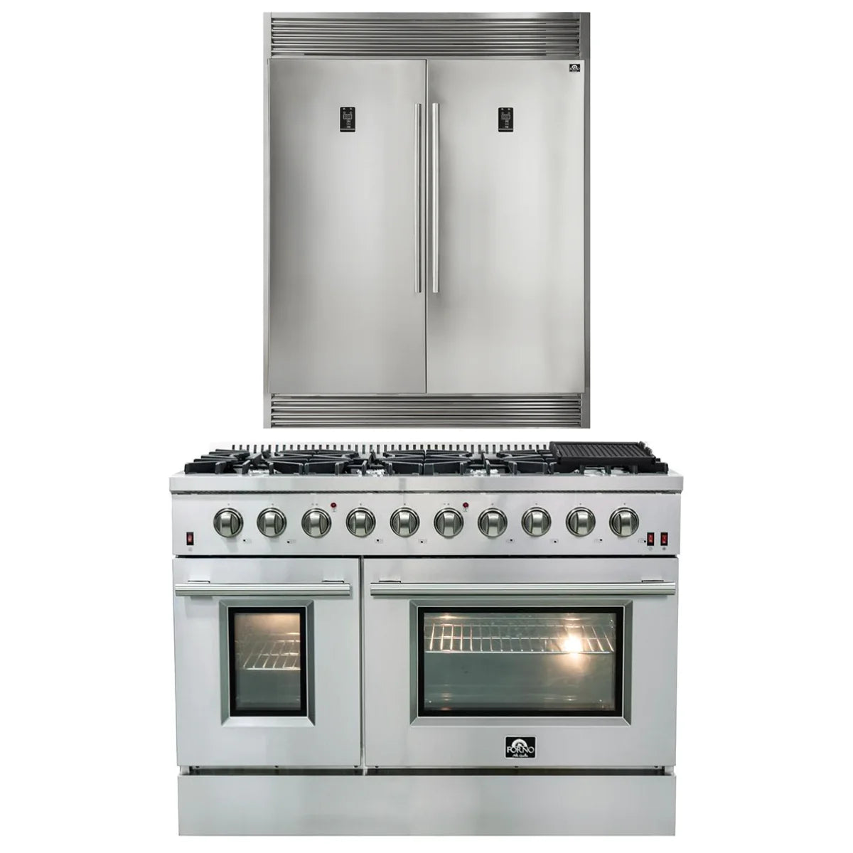 48 Gas Burner Electric Oven Range and 60 Refrigerator I758120