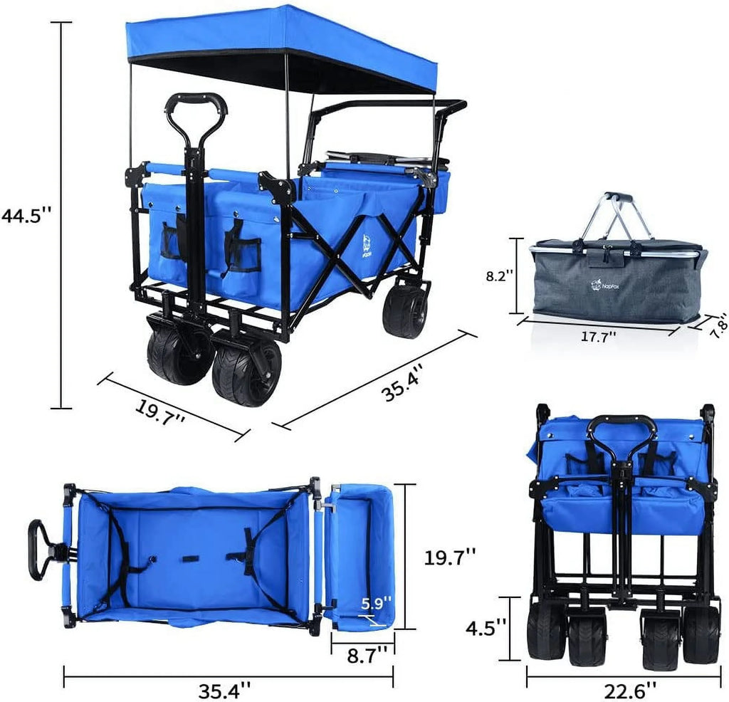 Collapsible Heavy Duty Folding Wagon Cart with Removable Canopy M47294
