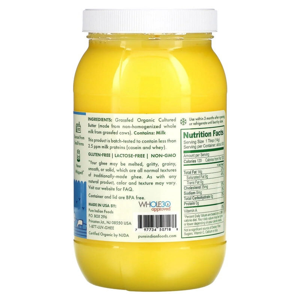 Organic Grass-Fed Cultured Ghee 15 oz Pack of 4 A208
