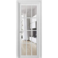 Solid French Door Clear Glass 12 lites White Silk Single Regular Panel Frame Trims Handle D7359
