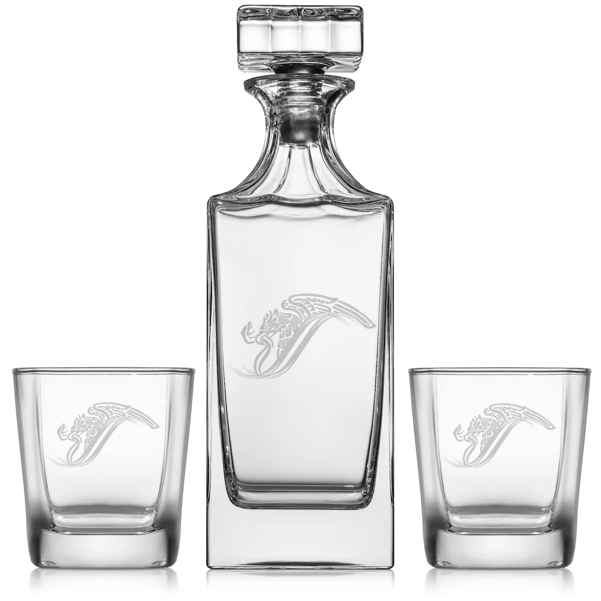Whiskey Decanter Gift Set With 2 Old Fashioned Rocks Glasses K922