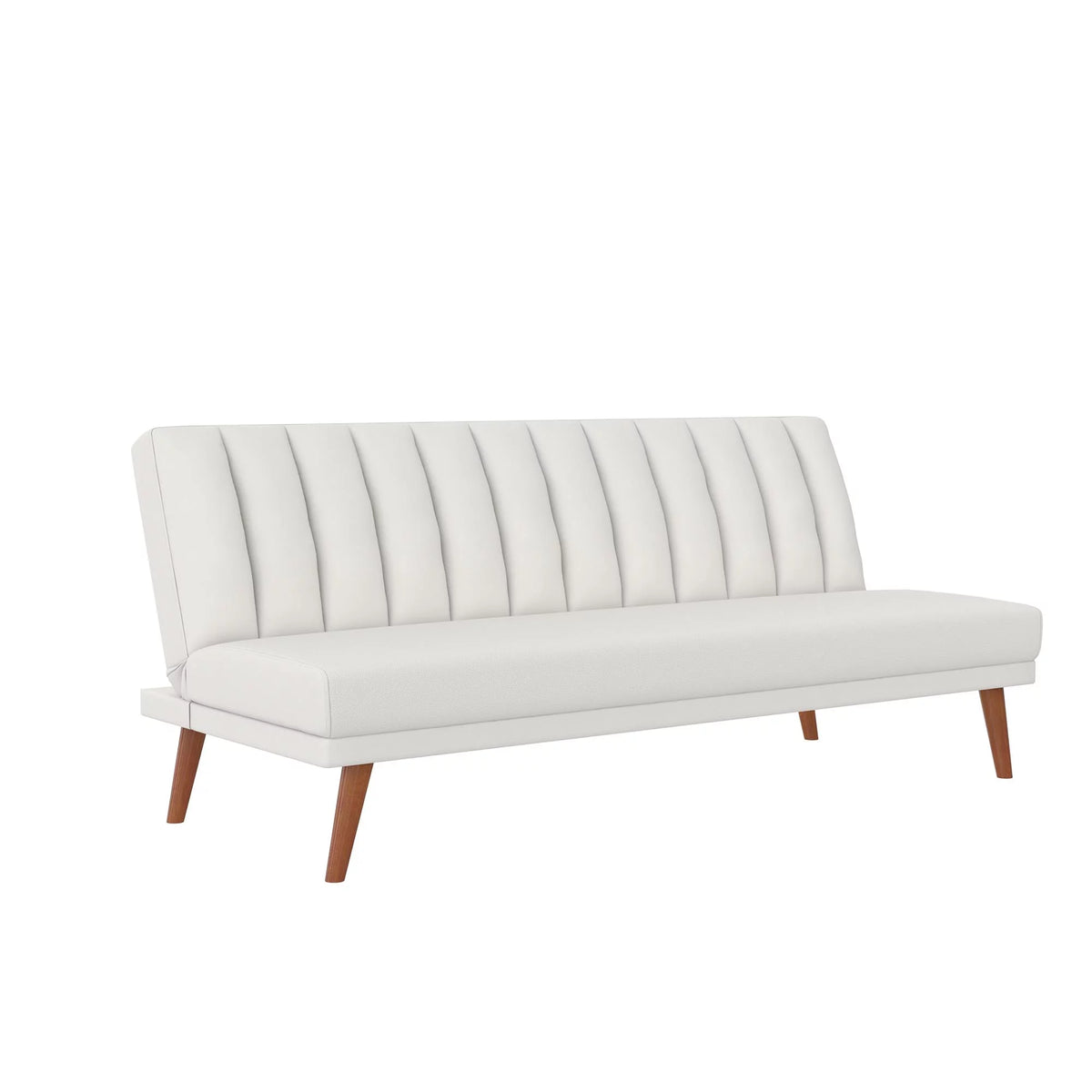 White Faux Leather Armless Futon Sofa Lounger T810531