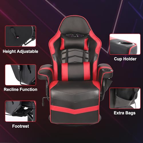 Black Blue Reclining Gaming Chair with Footrest R155220