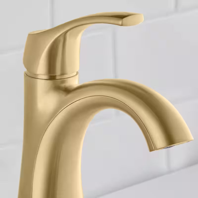 Single Handle Single Hole Bathroom Faucet Matte Gold T6536