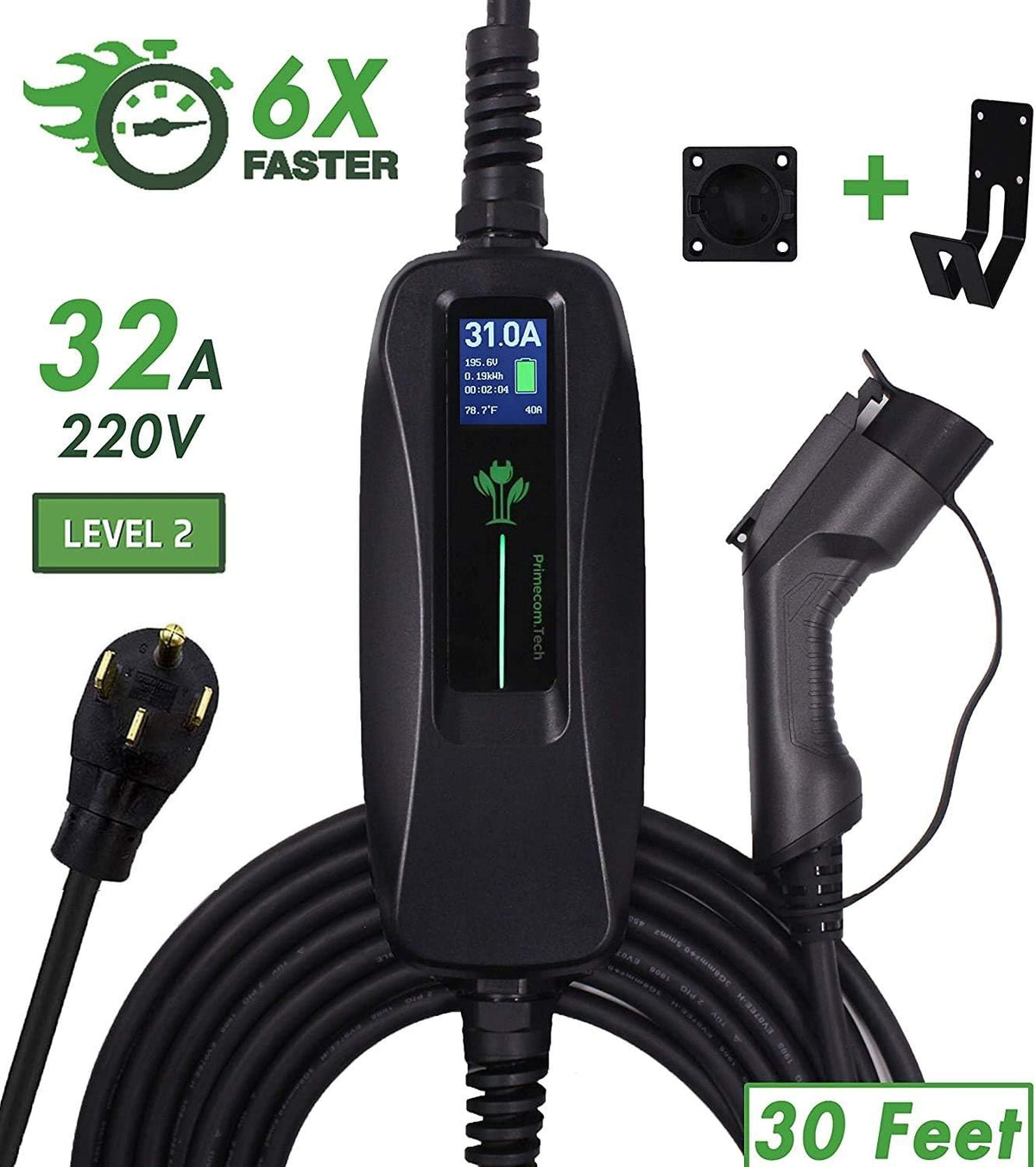 Level 2 Portable EV Charger with 30 Feet Cable U4374