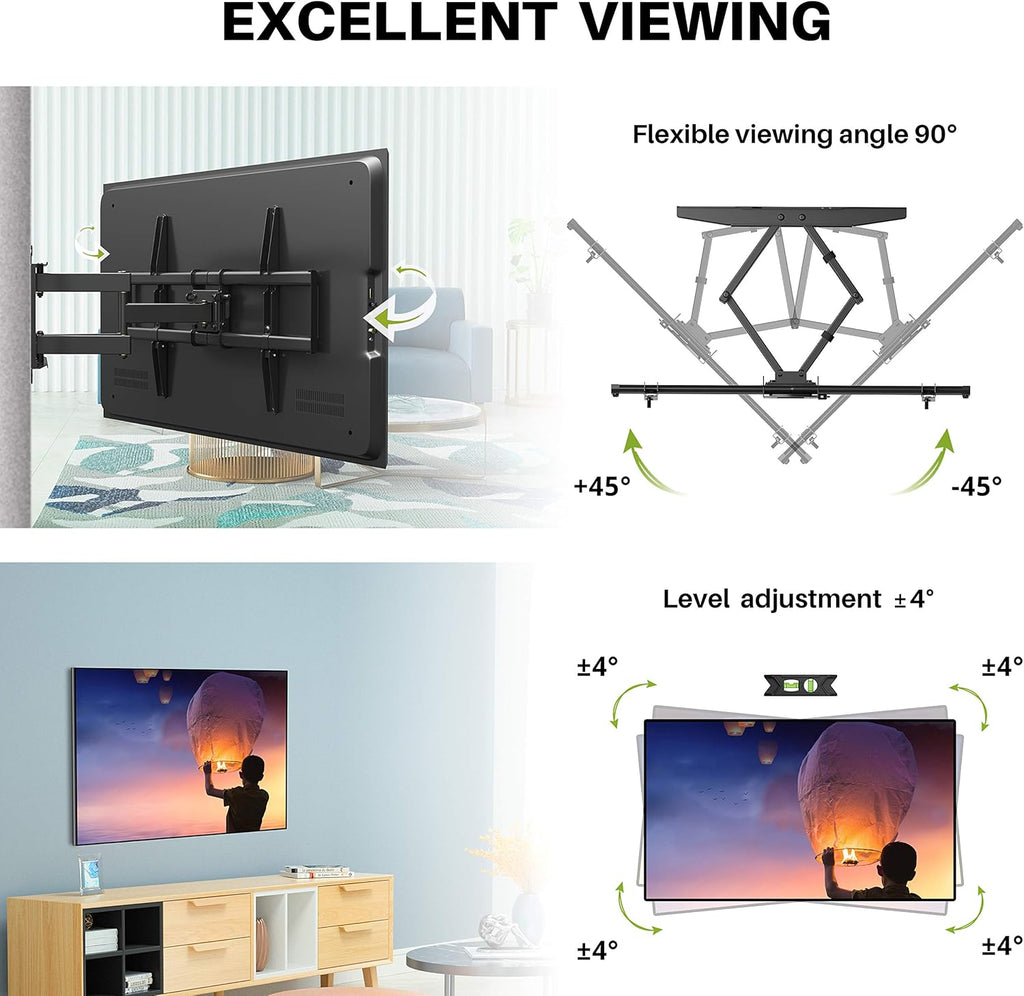 Full Motion TV Wall Mount for 37-75 inch TV, Up to 132lbs, Dual Articulating Arms, Max VESA 600x400mm, Pack of 2 Z86905