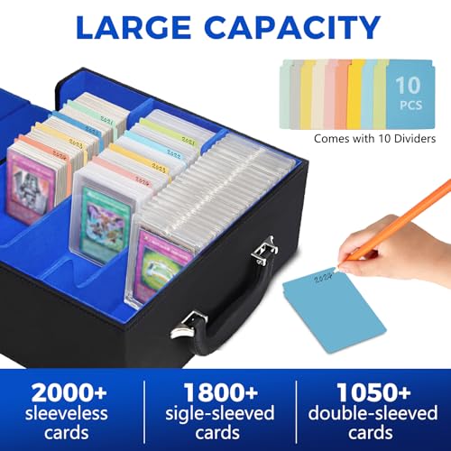 Black Blue Trading Card Storage Box with Handle Y34881