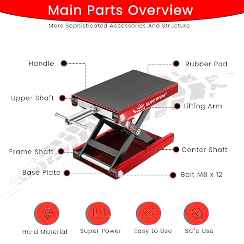 Motorcycle Powersports Stand Lift Scissor Jack Steel 1100 LBS Capacity Red C3144