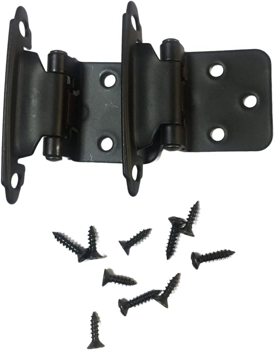 Black Cabinet Hinges 1/2 inch Overlay 2 Pack Z9680