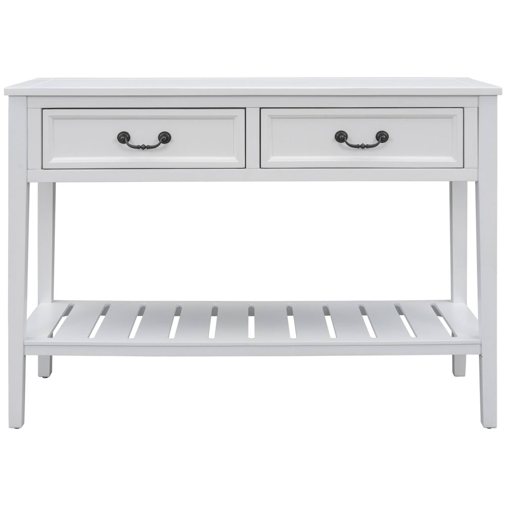 White Console Table with 2 Drawers and 1 Shelf H225