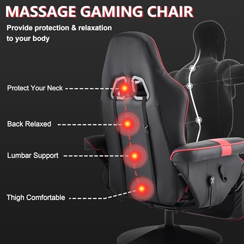 Black Blue Reclining Gaming Chair with Footrest R155220
