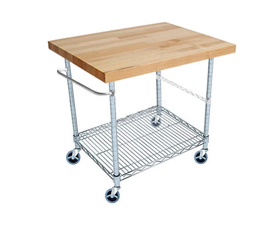 2 Tier Gourmet Cart with Maple Butcher Block Top J923