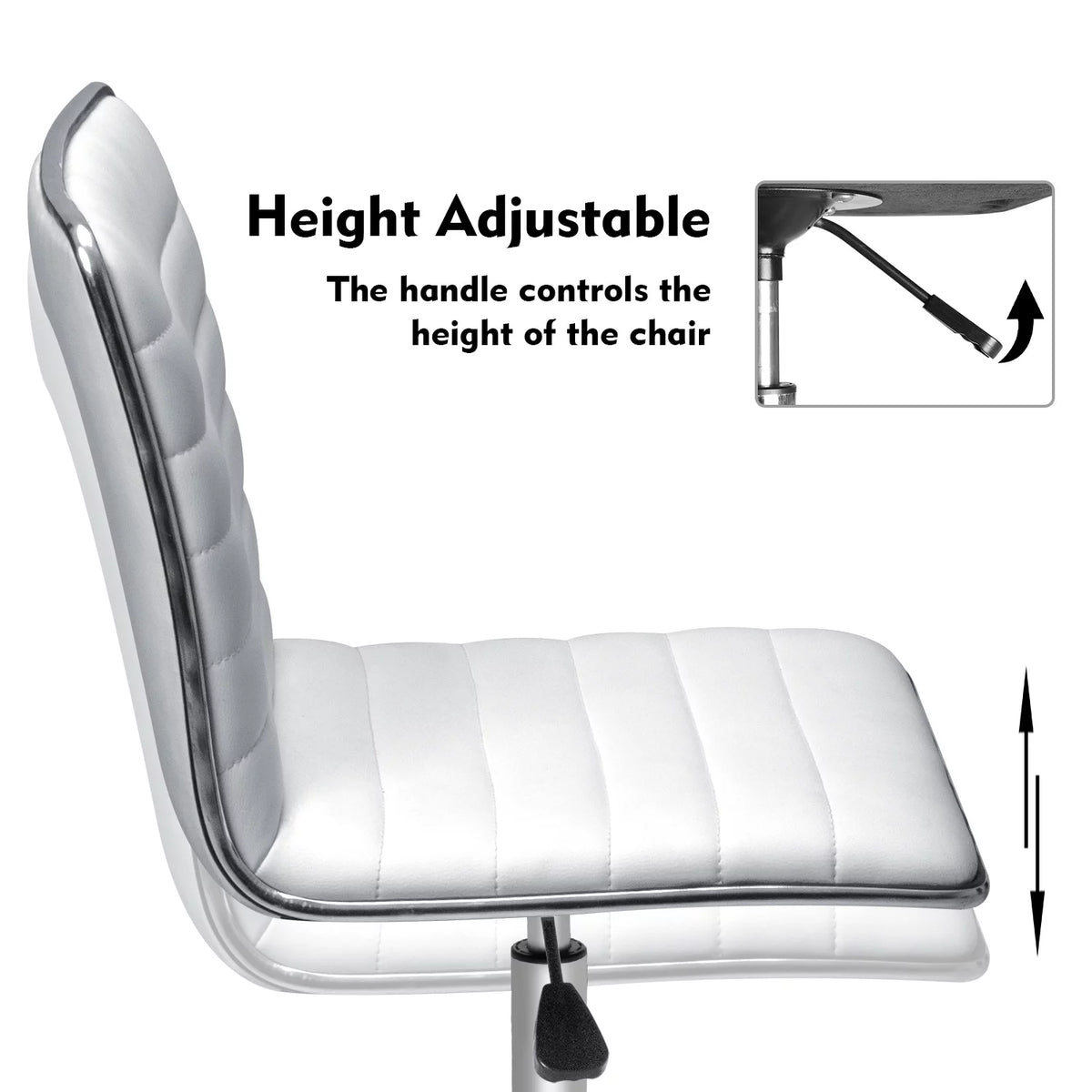 White Faux Leather Armless Office Chair I464853