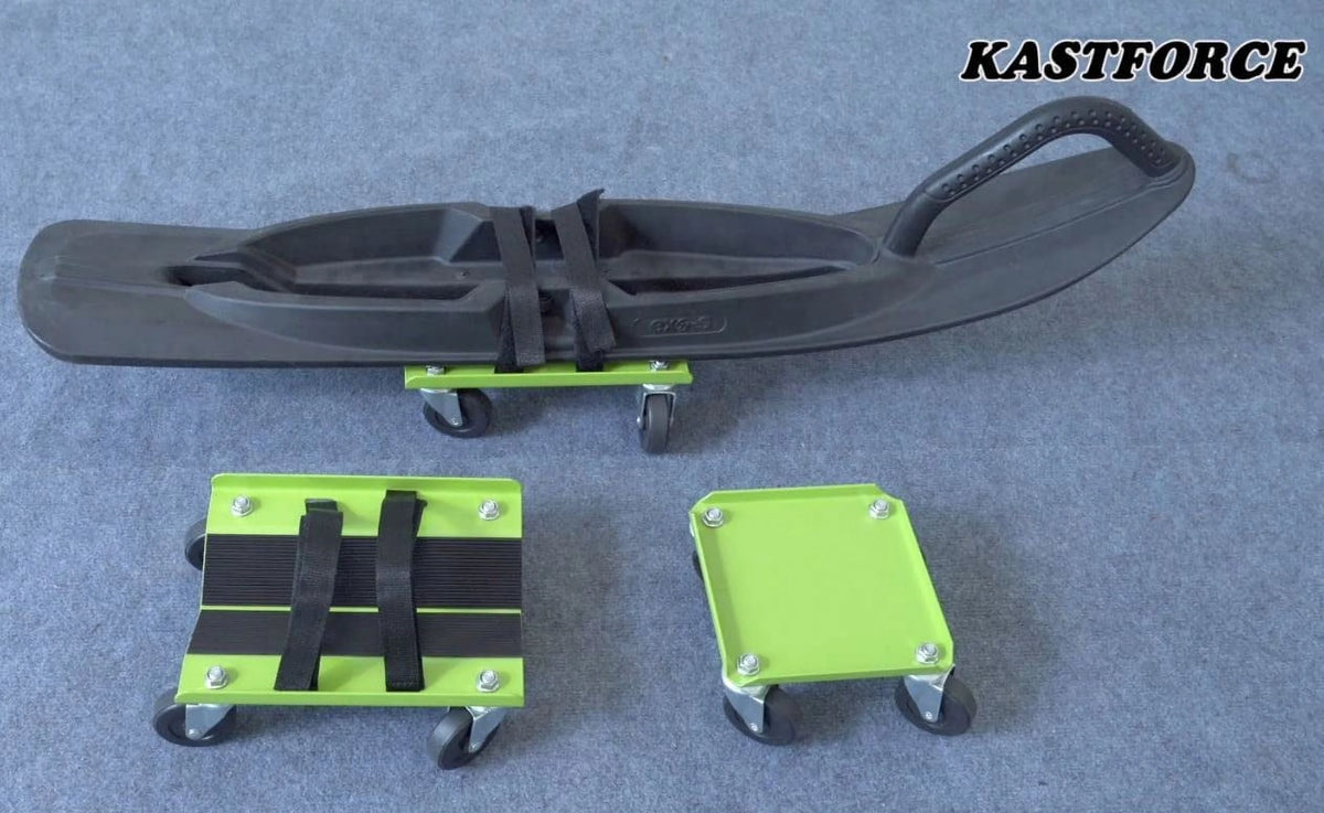 Snowmobile Dolly Heavy Duty V-Slide with 2.5 PVC Swivel Casters Rubber Pad and 2 Pairs of Straps U14249