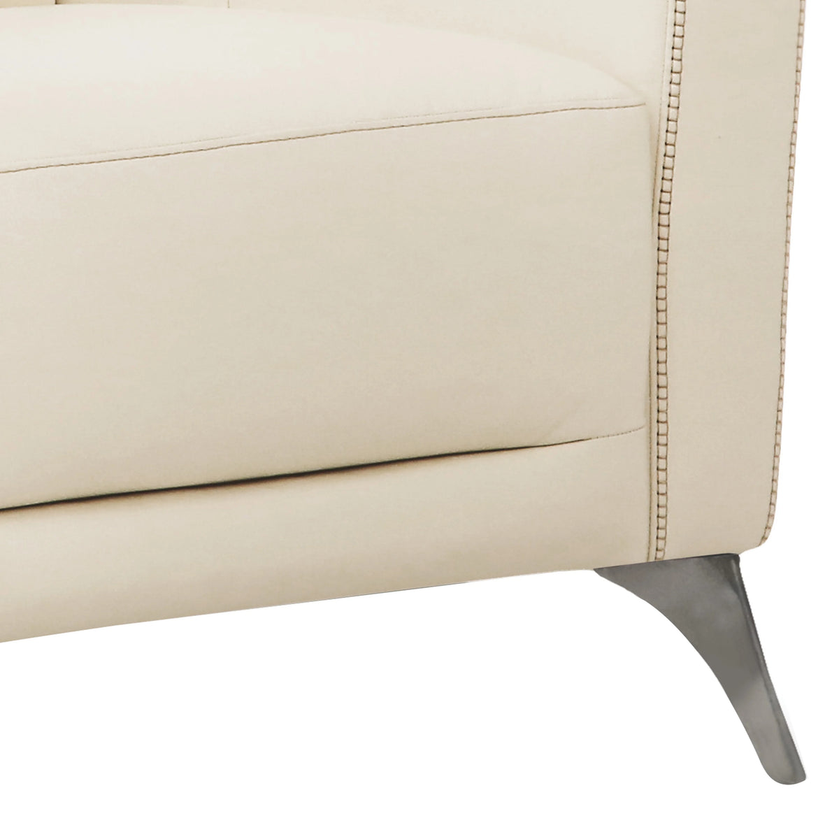 Offwhite Leatherette Chair with Track Armrests and Angled Metal Legs Y2112